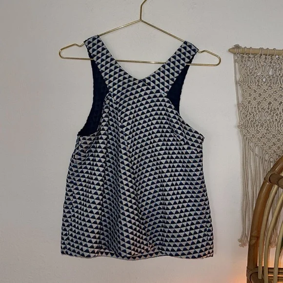 Anthropologie Blue and White Geometric Blouse - Picture 3 of 10